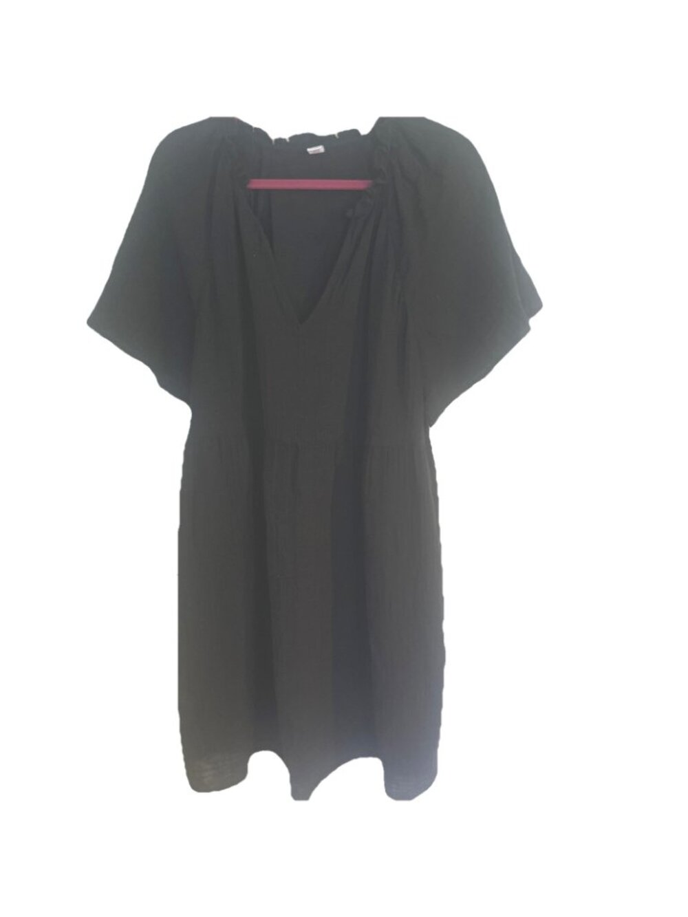 Old Navy Sz Xl Black Pockets Flutter Sleeve Crinkle Gauze Mini Swing Dress - Picture 3 of 12